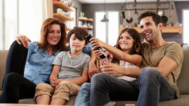 Family watching IPTV